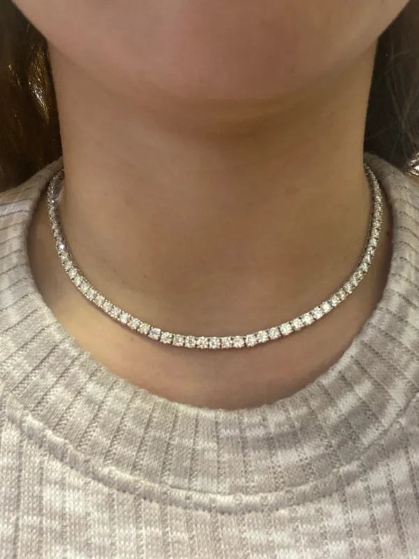 20.00 Carat Natural Diamond Tennis Necklace G SI 14K White Gold 16 inches