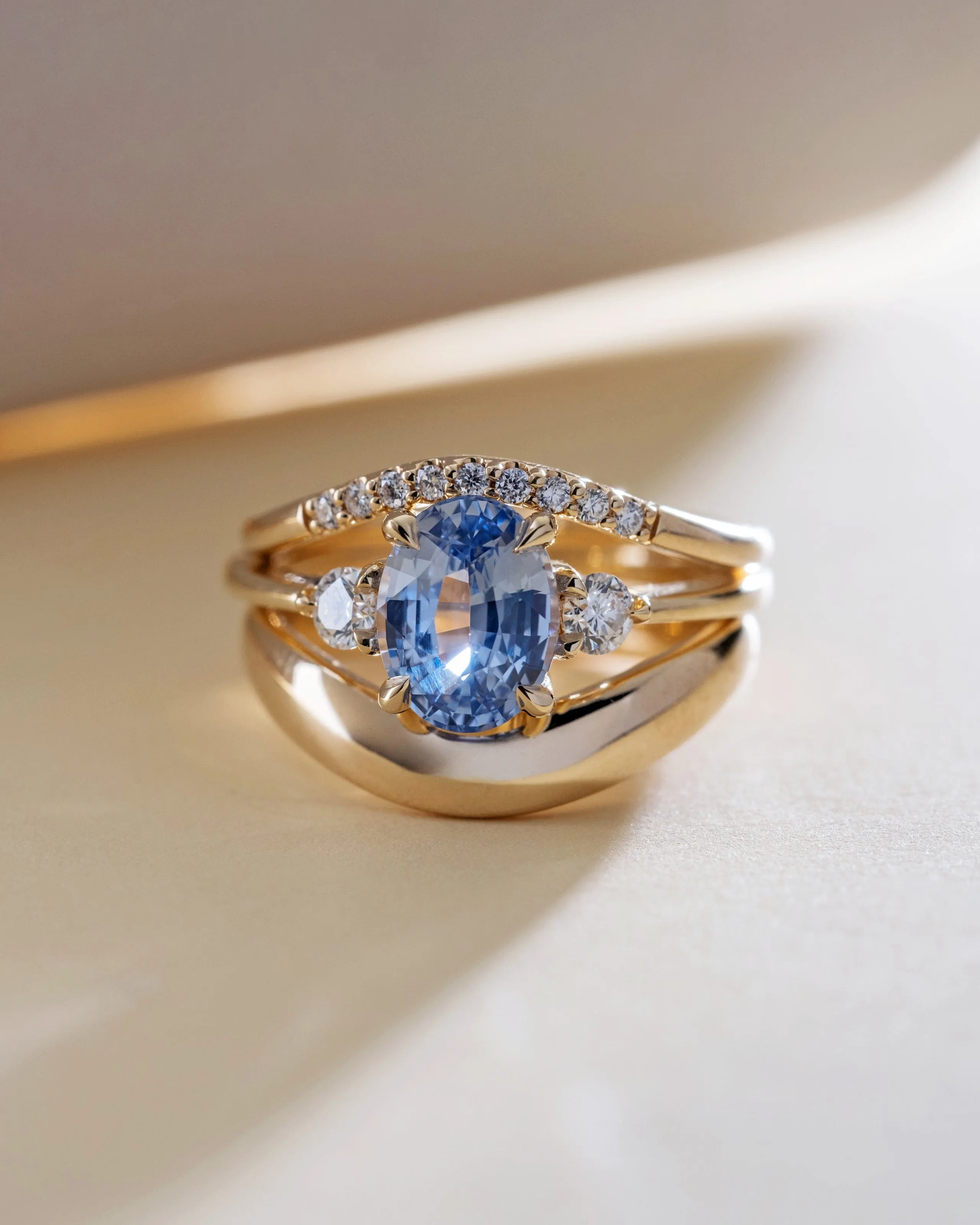 2.02ct Zara Light Blue Oval Sapphire & Diamond Engagement Ring