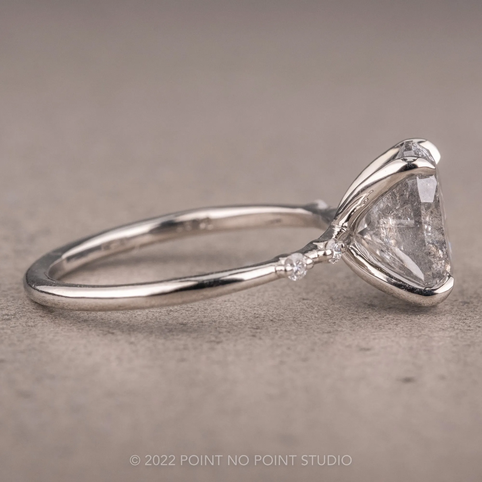 2.19 Carat Salt and Pepper Oval Diamond Engagement Ring, Nova Setting, Platinum
