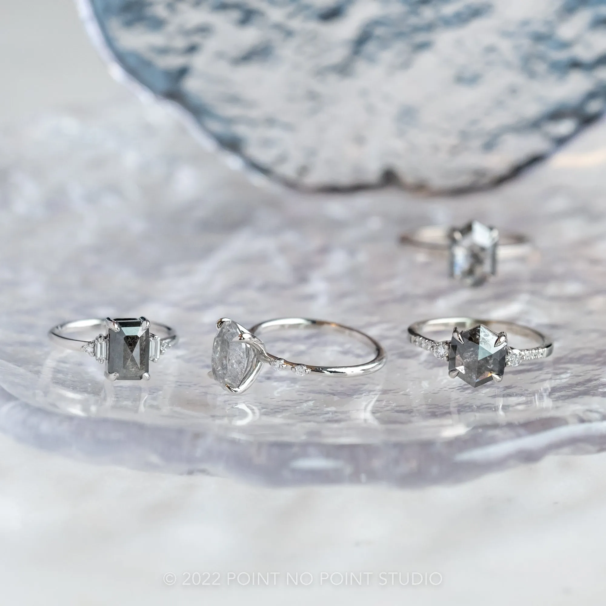 2.19 Carat Salt and Pepper Oval Diamond Engagement Ring, Nova Setting, Platinum