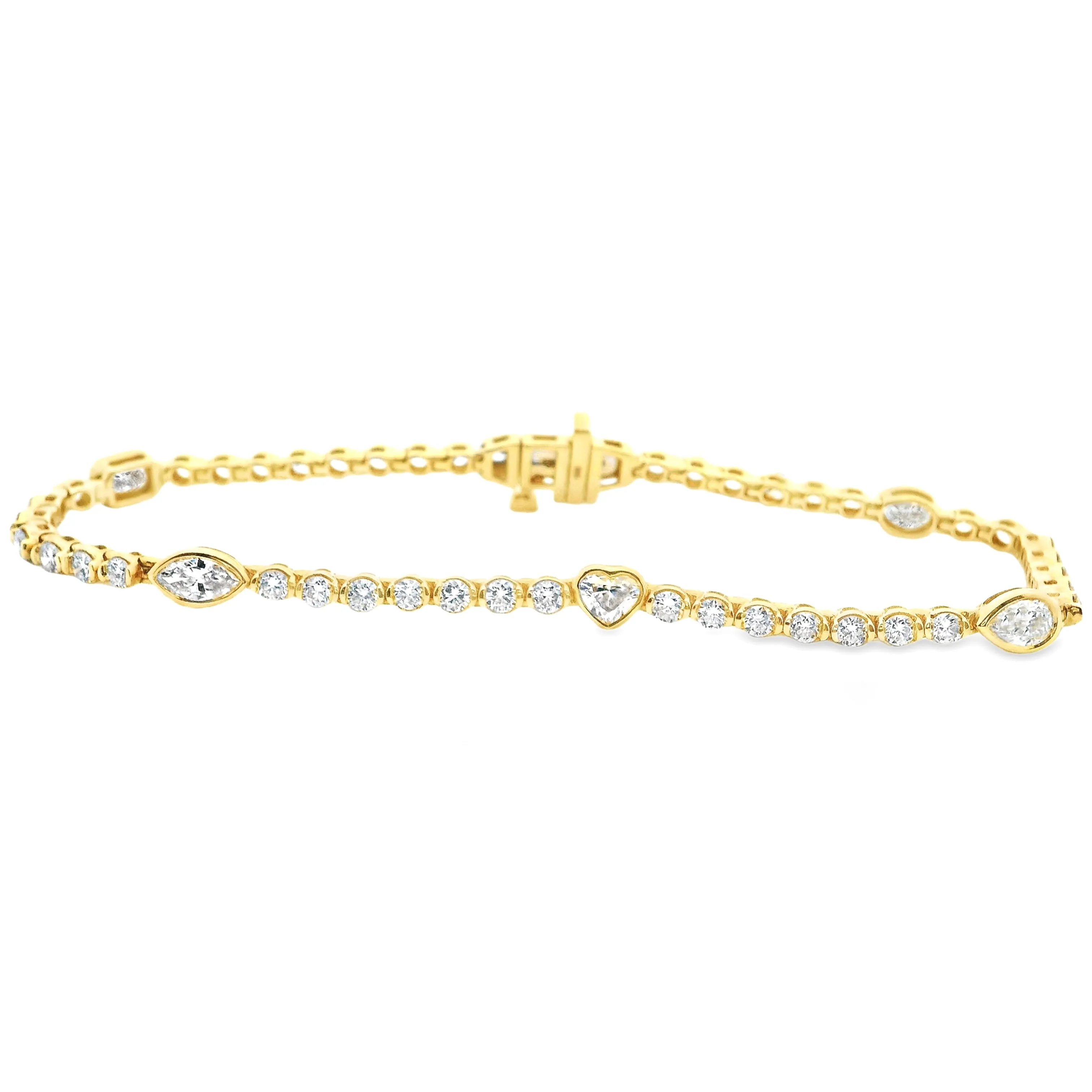 2.90ct 14k Yellow Gold Mixed Diamond Bracelet