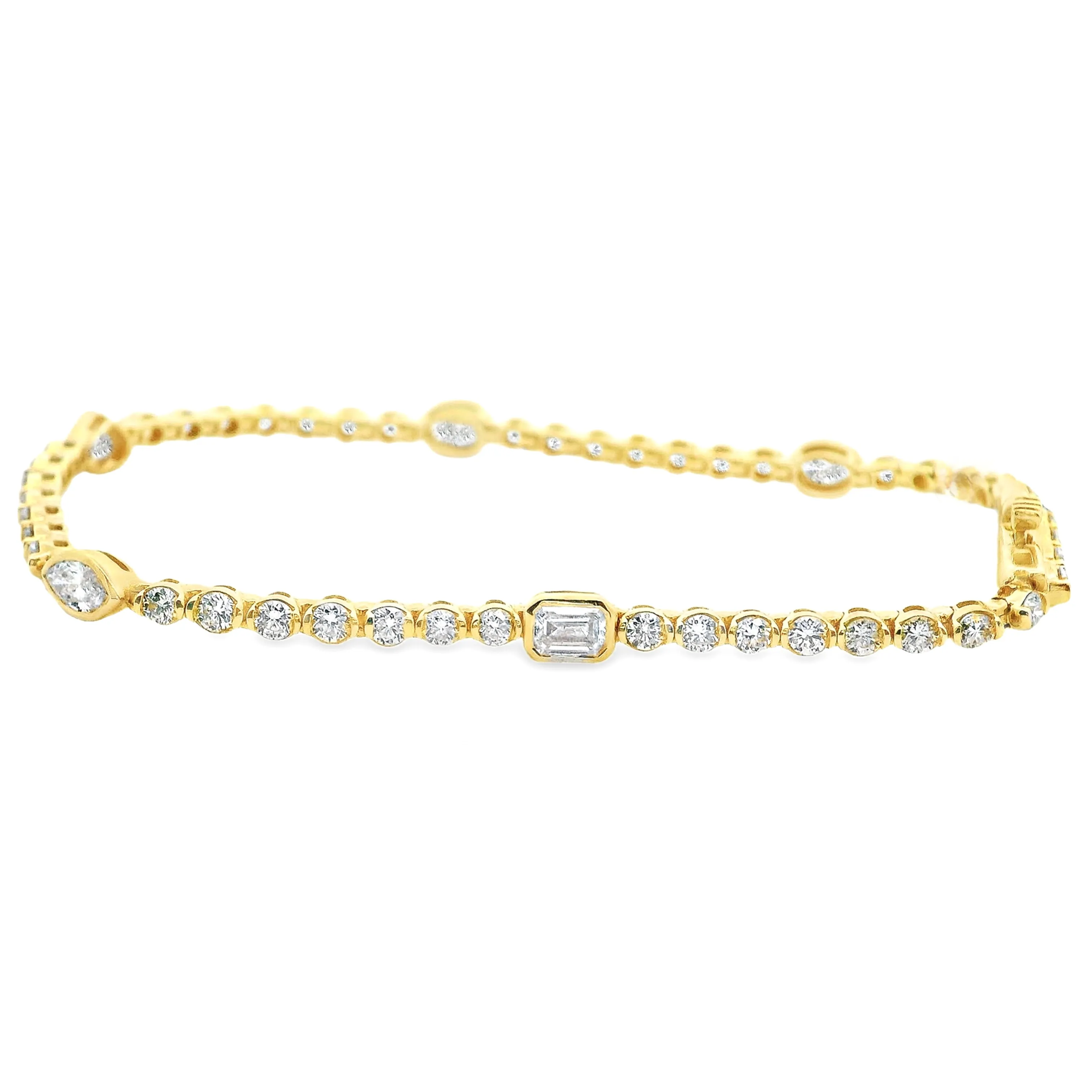 2.90ct 14k Yellow Gold Mixed Diamond Bracelet
