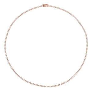 3.00 Carat Natural Diamond Tennis Necklace G SI 14K Rose Gold 16'' 1.5mm width