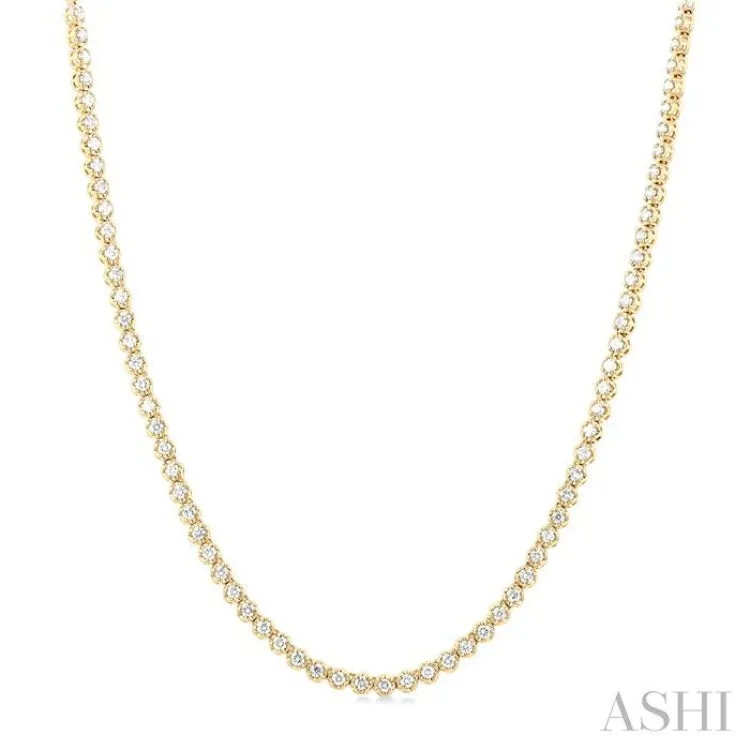 3.00 ctw Illusion Round Cut Diamond Eternity Tennis Necklace in 14K Yellow Gold