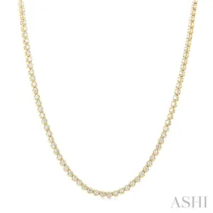3.00 ctw Illusion Round Cut Diamond Eternity Tennis Necklace in 14K Yellow Gold