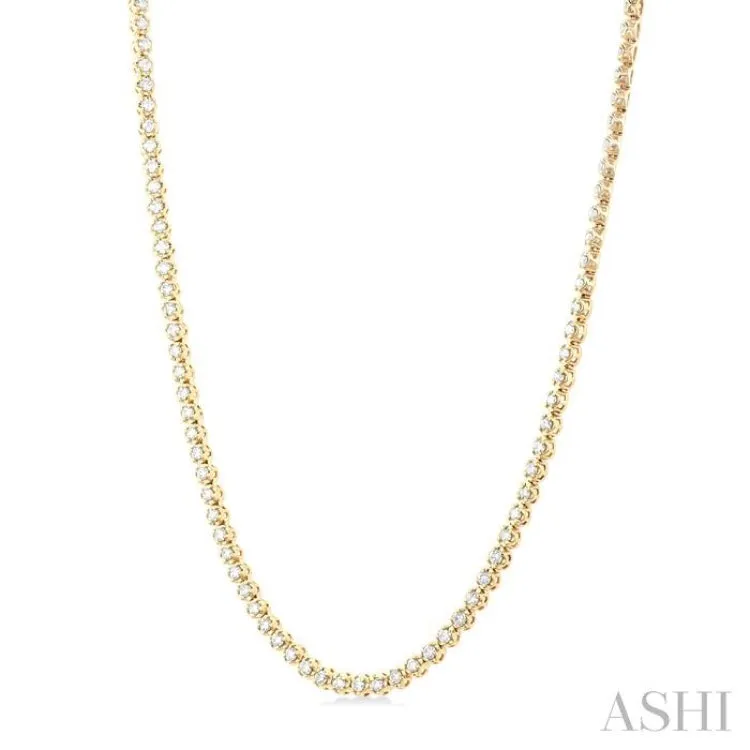 3.00 ctw Illusion Round Cut Diamond Eternity Tennis Necklace in 14K Yellow Gold