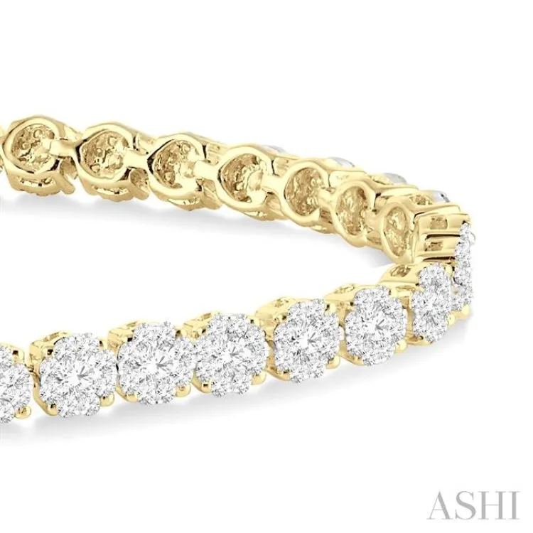 3.00 ctw Round Cut Lovebright Diamond Tennis Bracelet in 14K Yellow and White Gold