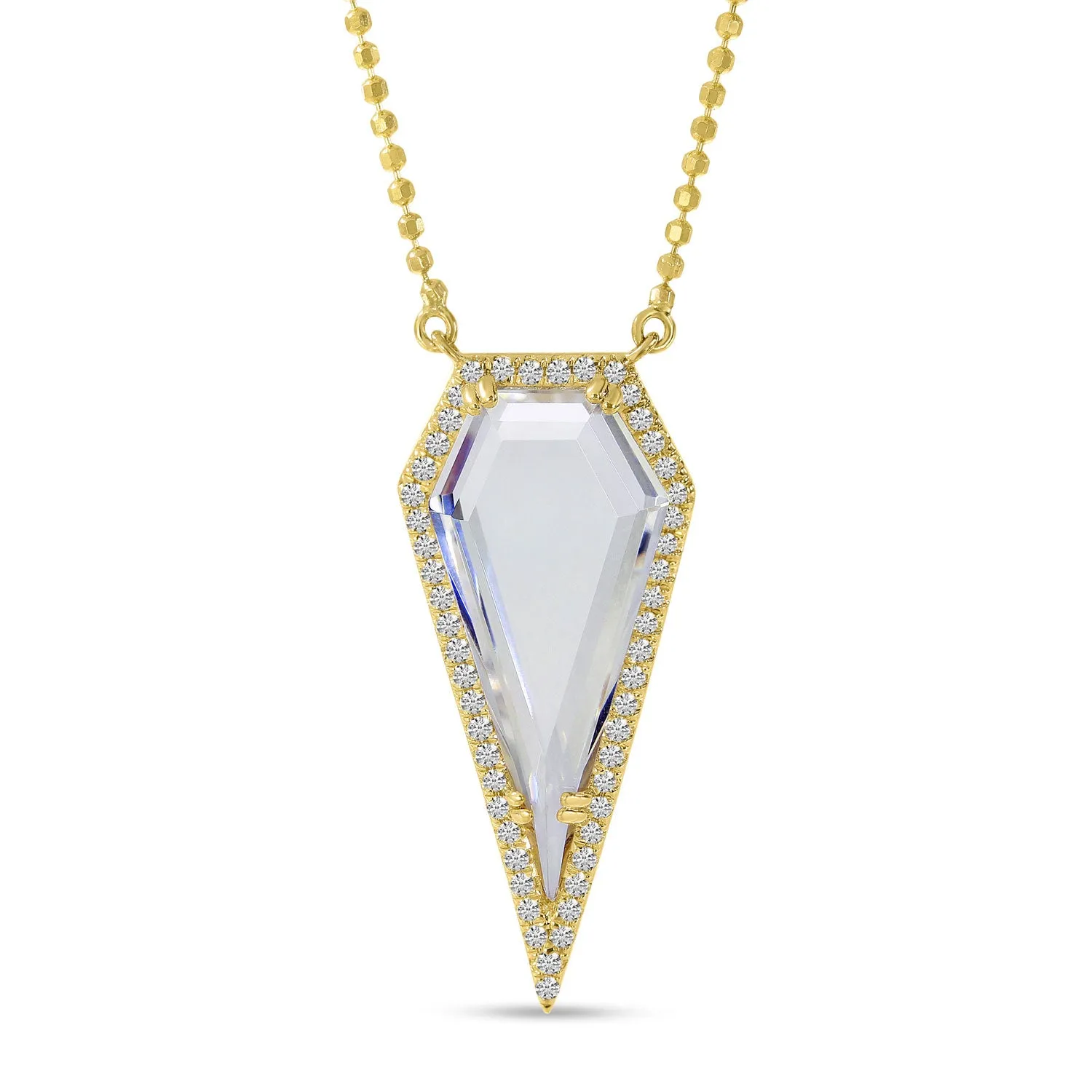 3.18 Carat Quartz Brevani Necklace in 14k Yellow Gold