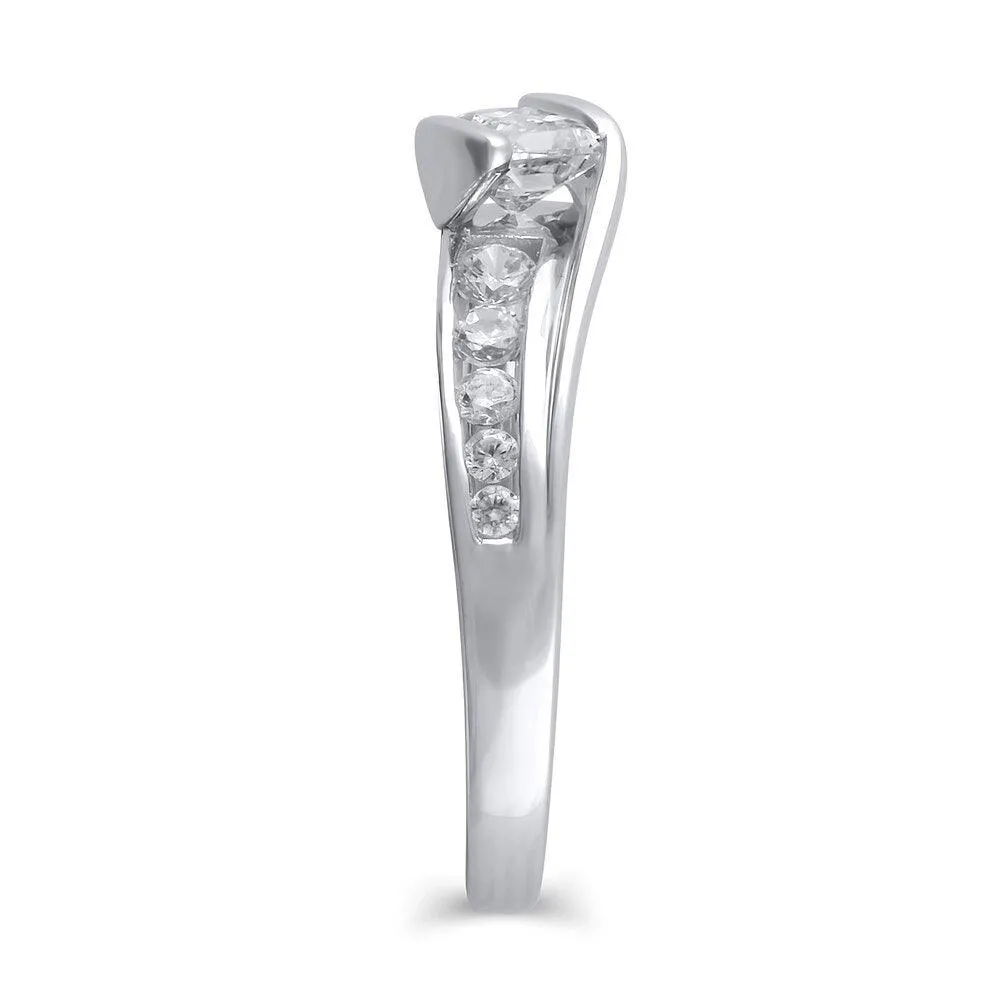 3/4 Cttw Princess Cut Diamond Engagement Ring in 14K White Gold (0.75 Cttw, Color : I, Clarity : I2)