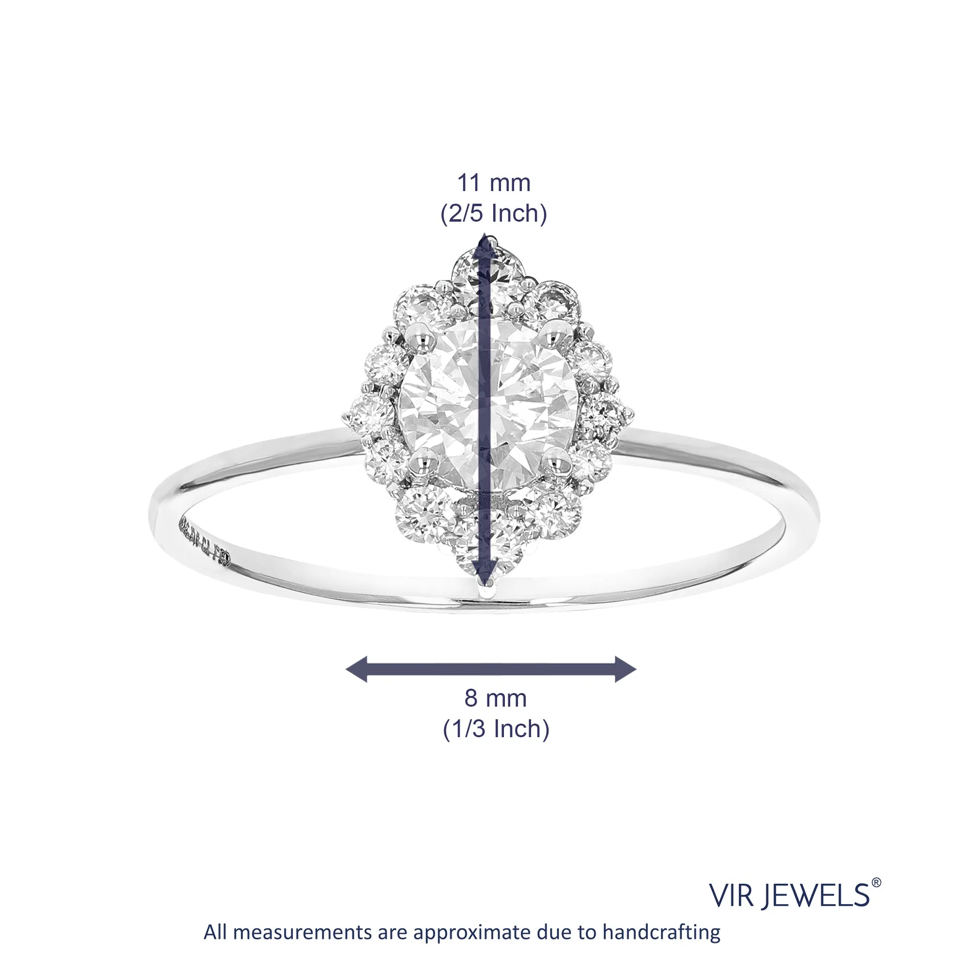 3/4 cttw Wedding Engagement Ring for Women, Round Lab Grown Diamond Ring in 14K White Gold, Prong Setting