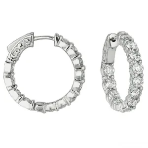 3.70 Carat Natural Diamond Hoop Earrings G-H SI in 14K White Gold