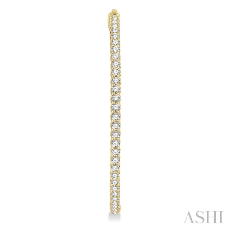 4 ctw Inside-Out Round Cut Diamond 2-Inch Hoop Earrings in 14K Yellow Gold