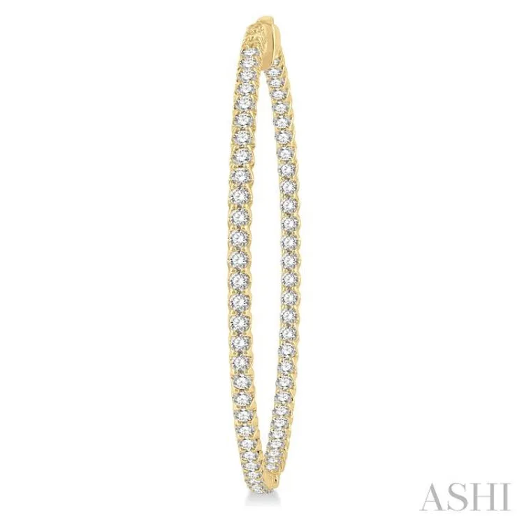 4 ctw Inside-Out Round Cut Diamond 2-Inch Hoop Earrings in 14K Yellow Gold