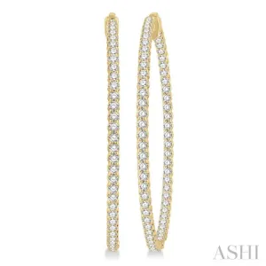 4 ctw Inside-Out Round Cut Diamond 2-Inch Hoop Earrings in 14K Yellow Gold