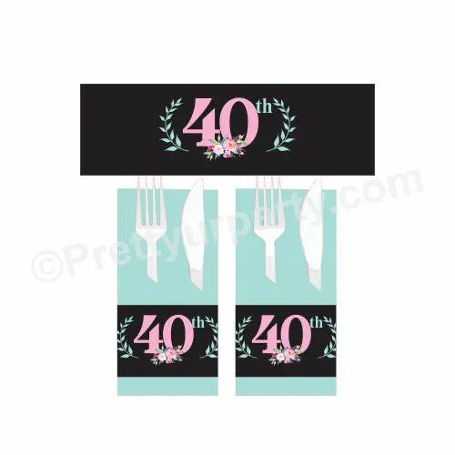 40th Birthday Theme Napkin Rings
