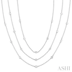 5 ctw Mixed Diamond Cut 60-Inch Station Necklace in 14K White Gold