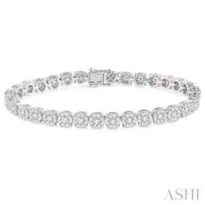 5 ctw Round Cut Diamond Lovebright Tennis Bracelet in 14K White Gold