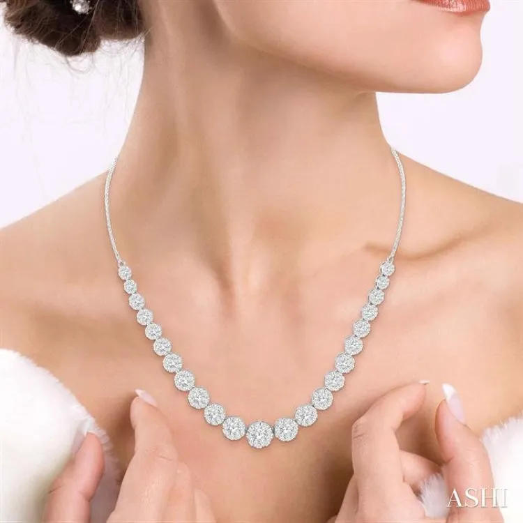 5 ctw Round Cut Lovebright Diamond Necklace in 14K White Gold