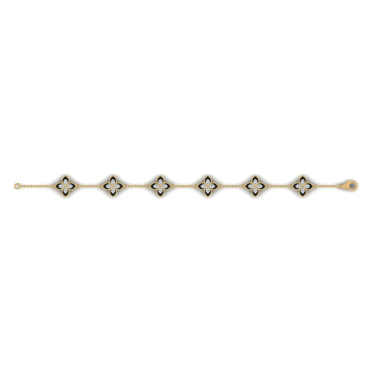 6 Clover Dual Diamond Bracelet in 18K Gold