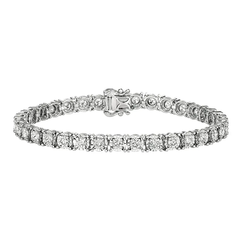 6.00 CT Natural Diamond Illusion Set Tennis Bracelet G SI 14K White Gold 7''