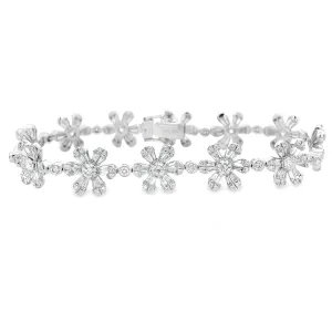 6.32ct 14k White Gold Diamond Flower Bracelet