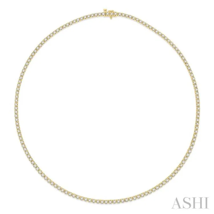 7.00 ctw Round Cut Diamond Tennis Necklace in 14K Yellow Gold
