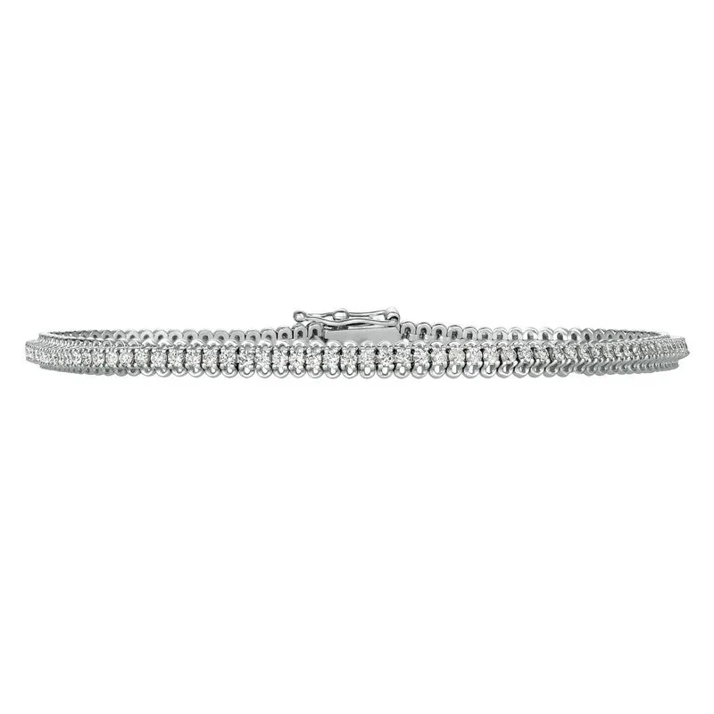 7.5” 1.61 CT NATURAL DIAMOND SOFT TENNIS BRACELET G-H SI IN 14K GOLD