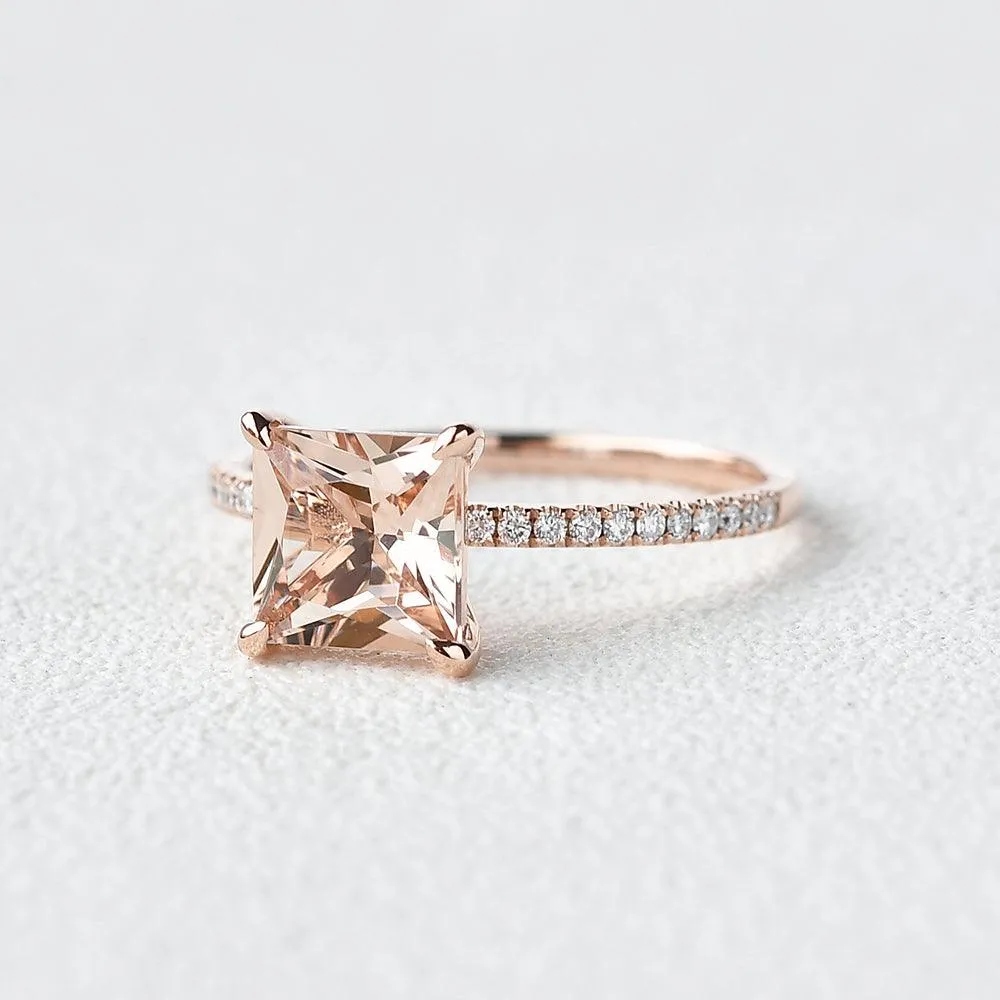 7mm Peachy Morganite Rose Gold Ring
