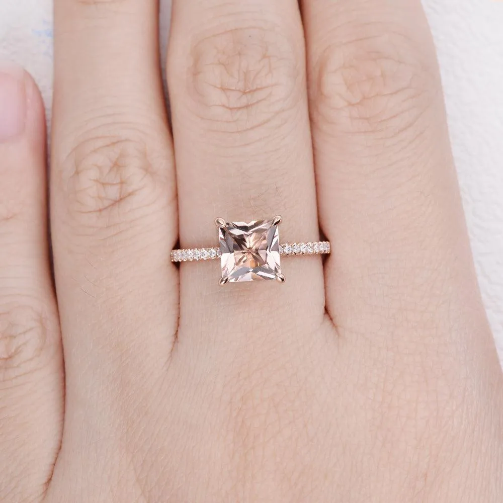7mm Peachy Morganite Rose Gold Ring