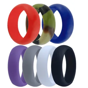 7pcs Silicone Wedding Band Rings Men Women Flexible Rubber Ring
