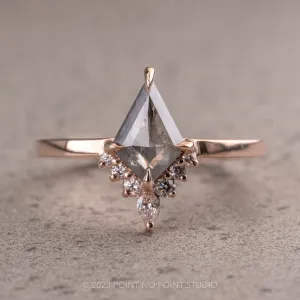 .87 Carat Salt and Pepper Kite Diamond Engagement Ring, Ava Setting, 14K Rose Gold