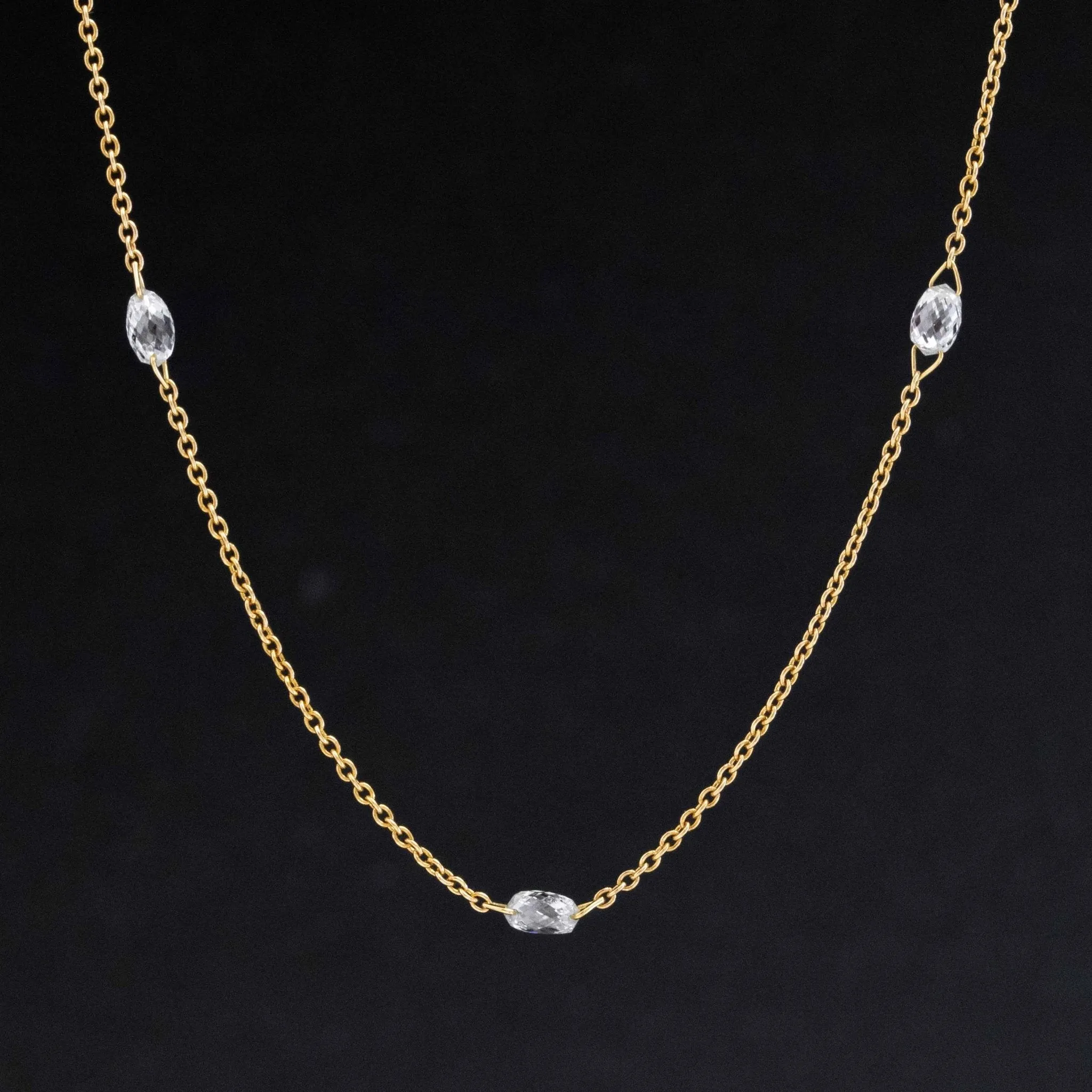 .87ctw Briolette Cut Diamond Station Necklace