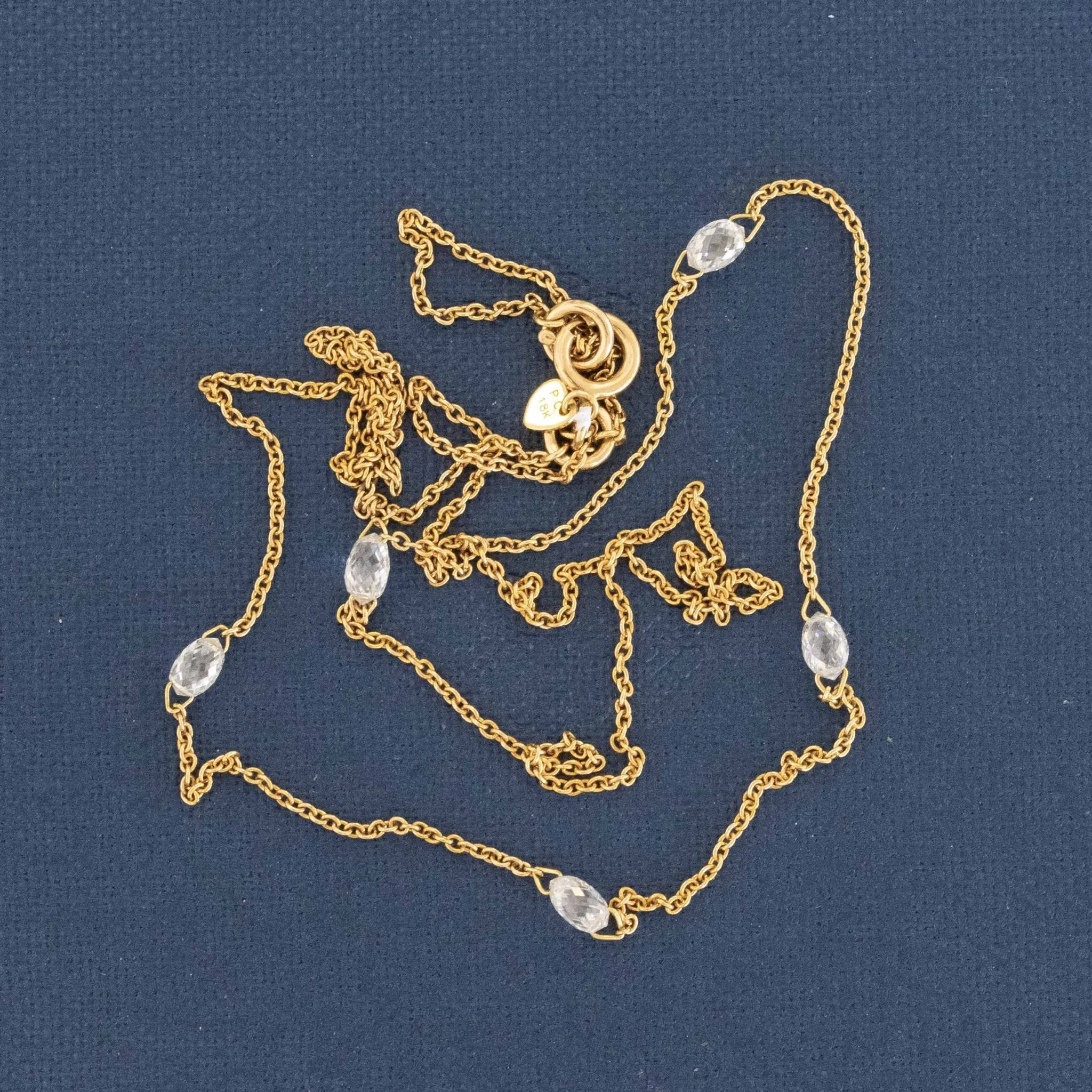 .87ctw Briolette Cut Diamond Station Necklace