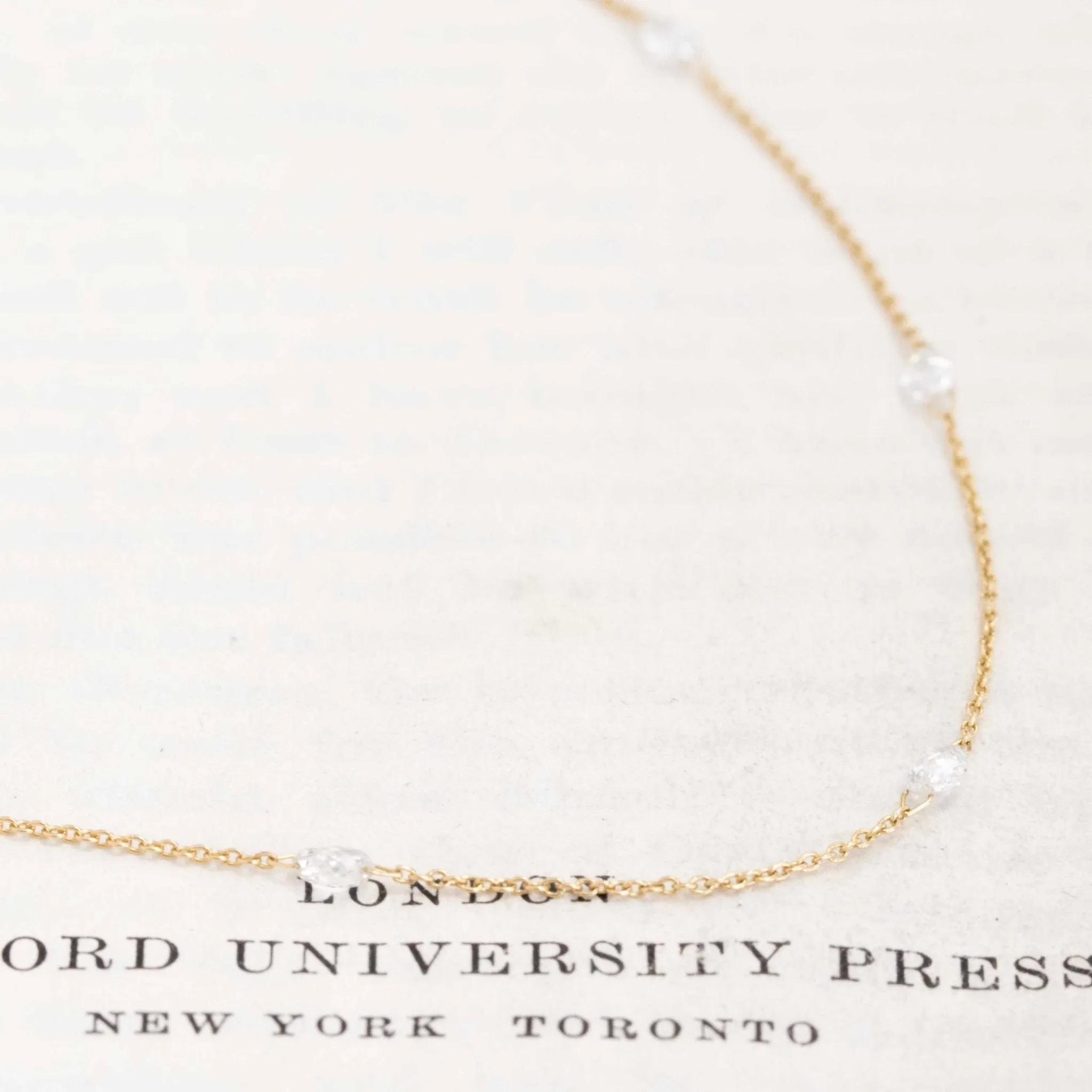 .87ctw Briolette Cut Diamond Station Necklace
