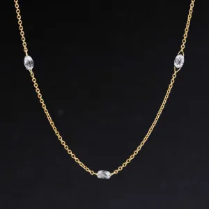 .87ctw Briolette Cut Diamond Station Necklace