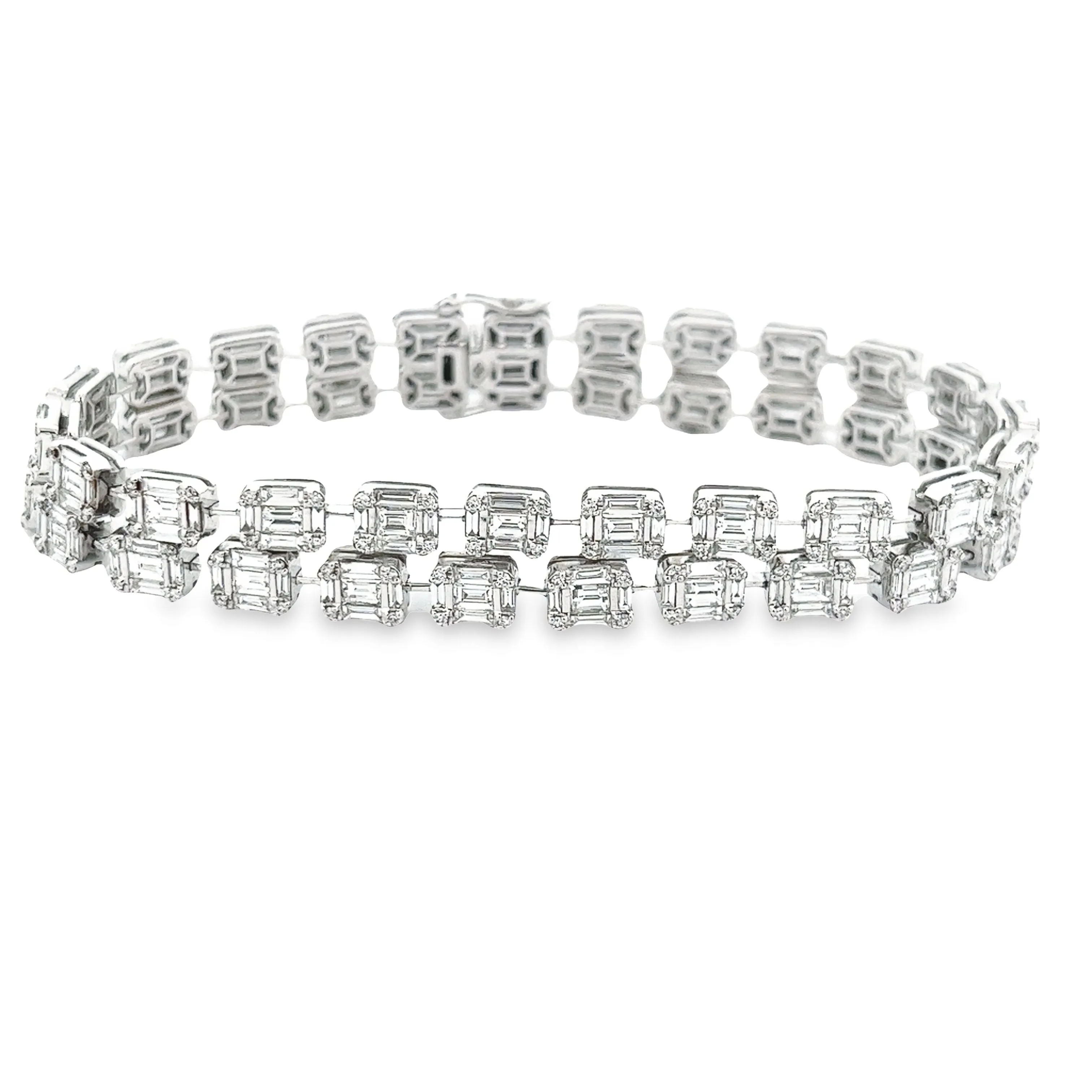8.88ct 18k White Gold Double Diamond Bracelet
