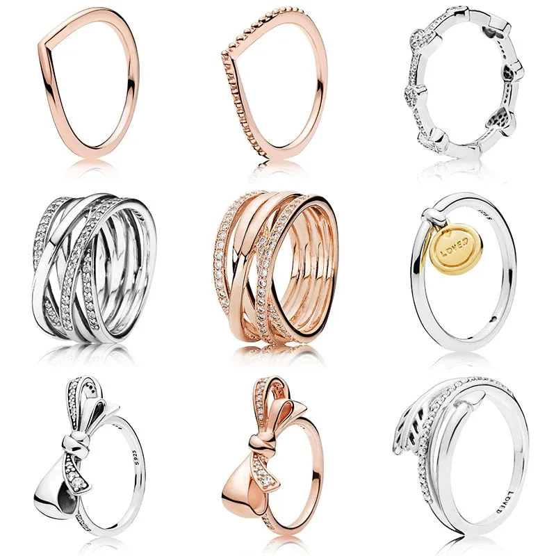 9 Style 1 Pcs Women Silver Rings Bow Arrow of love Crystal Opening Style Ring For Women Jewelry Gift