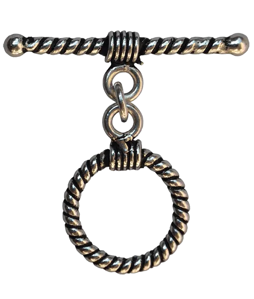 92.5 Sterling Silver 13mm Striped Toggle Clasps
