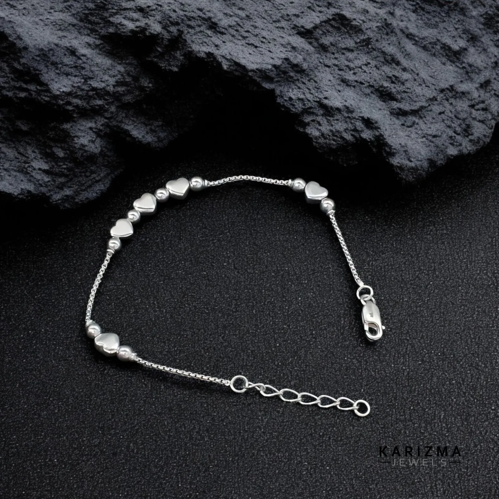 925 Sterling Silver Indian Designer Heart Tennis Bracelet for Girls