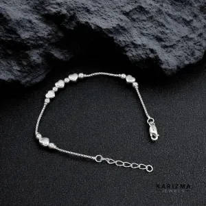 925 Sterling Silver Indian Designer Heart Tennis Bracelet for Girls