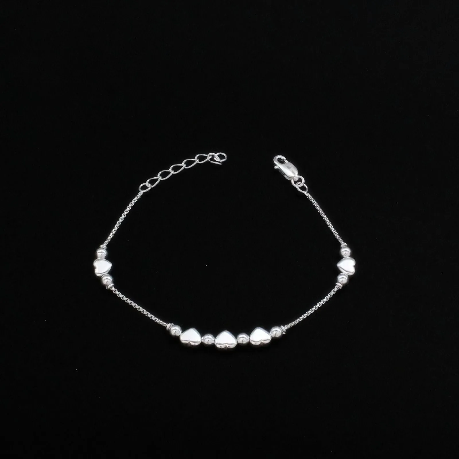 925 Sterling Silver Indian Designer Heart Tennis Bracelet for Girls