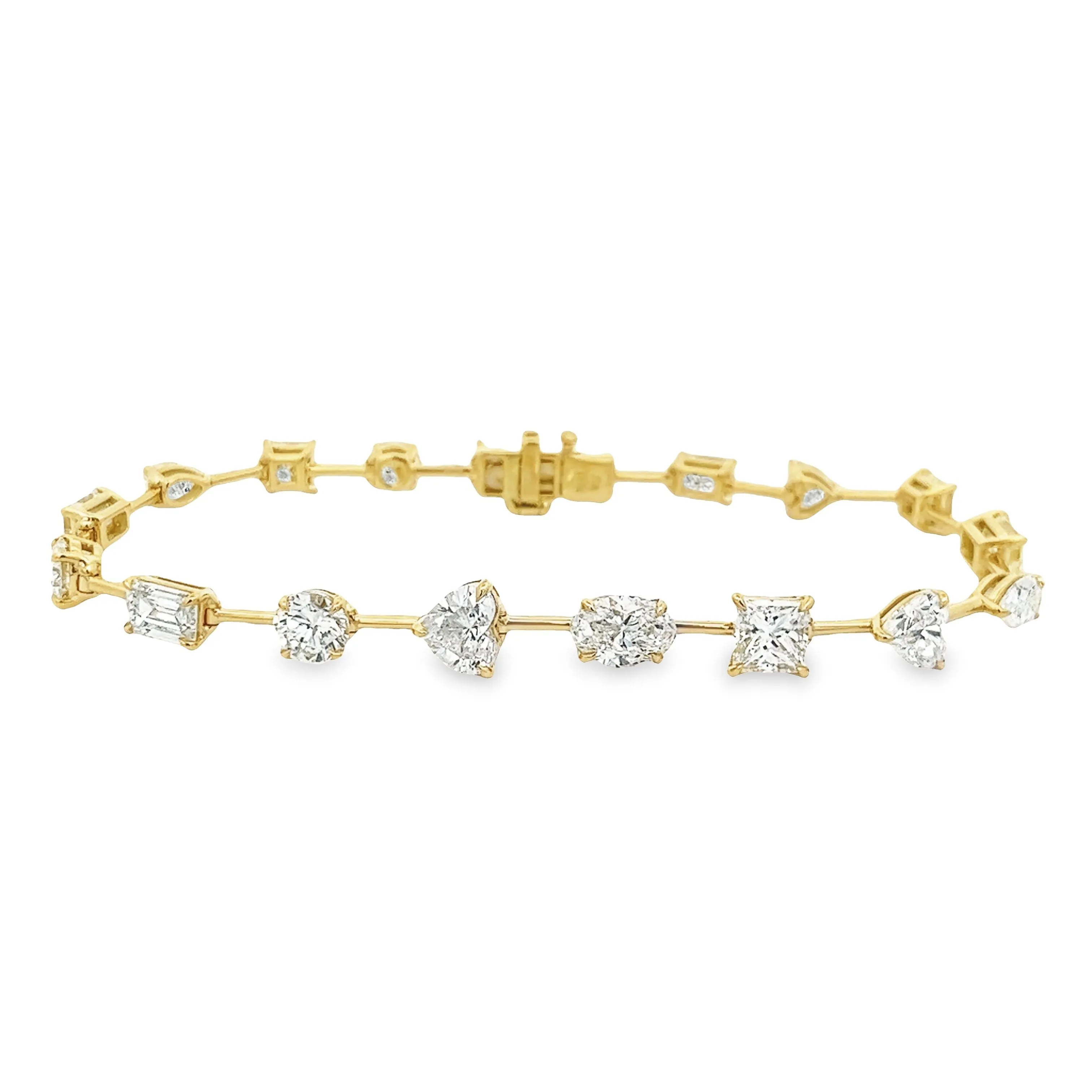 9.94ct 18k Yellow Gold Mixed Shape Diamond Bracelet