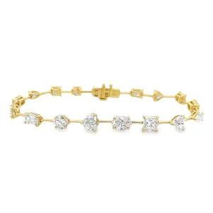 9.94ct 18k Yellow Gold Mixed Shape Diamond Bracelet