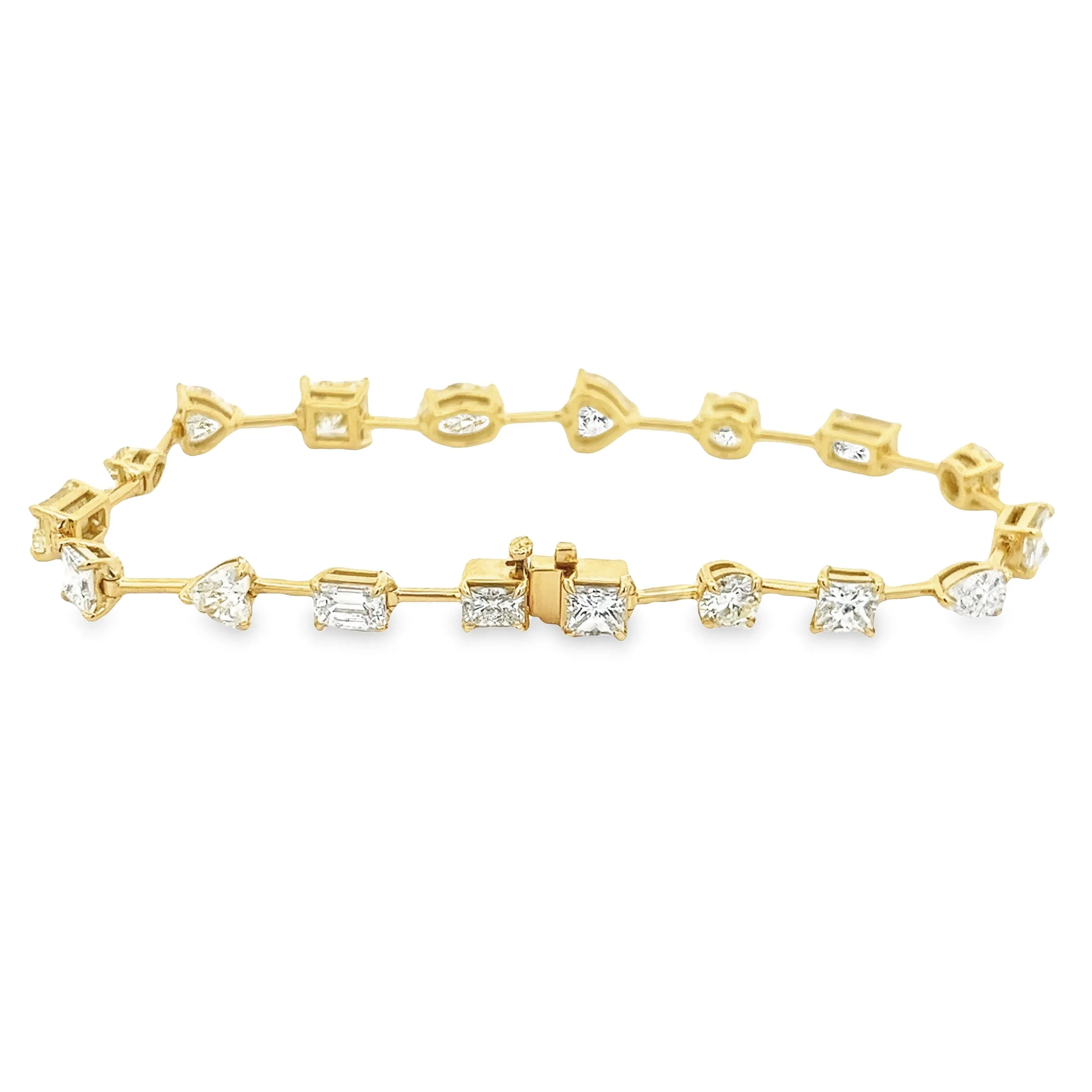 9.94ct 18k Yellow Gold Mixed Shape Diamond Bracelet