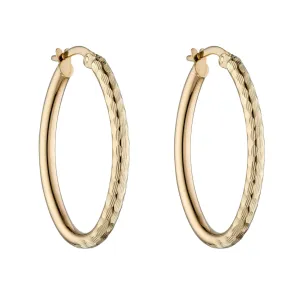 9ct Gold Textured Hoop Earrings