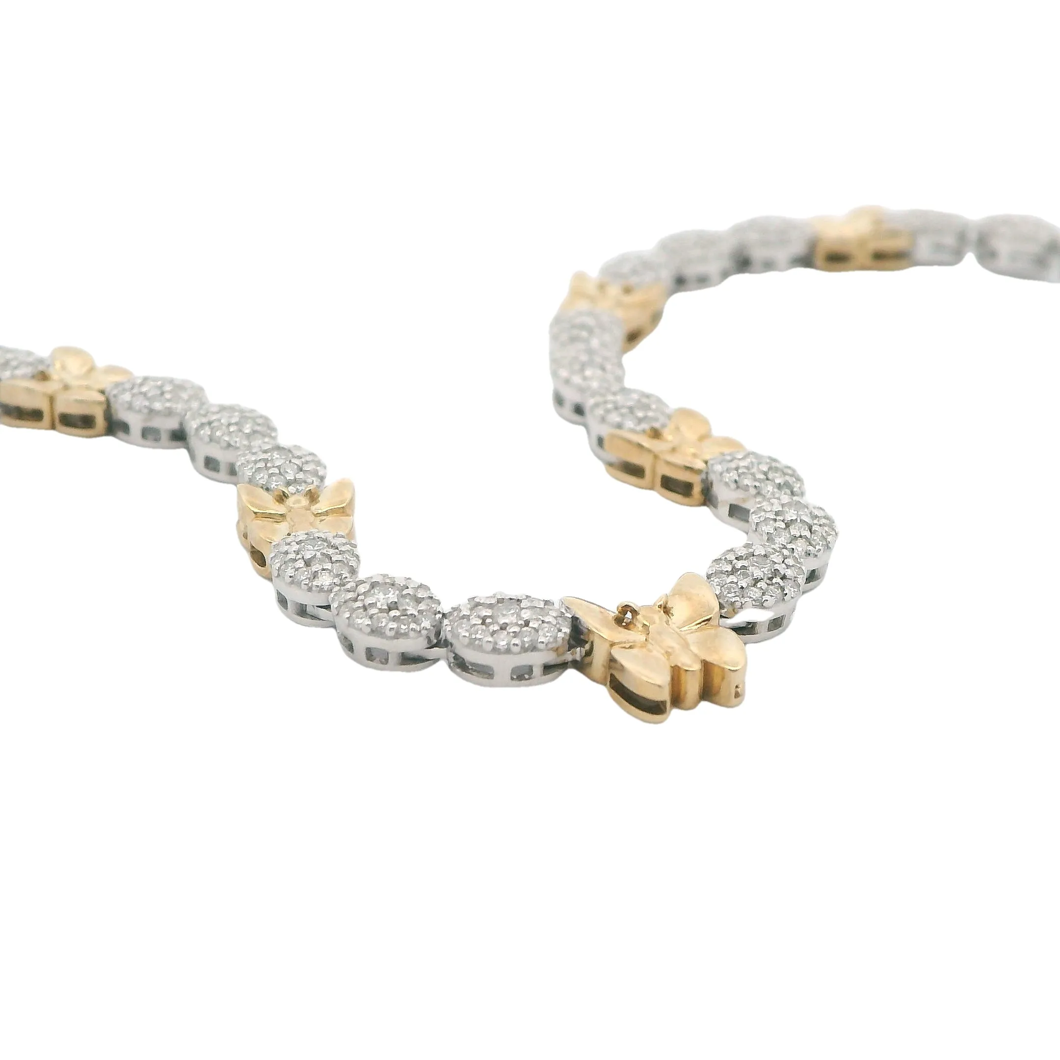 9ct White and Yellow Gold Lab Grown Diamond Butterfly Necklace TDW= 4ct approx