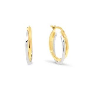 9ct Yellow & White Gold 2/Tone Cross Over Hoops GEAR302