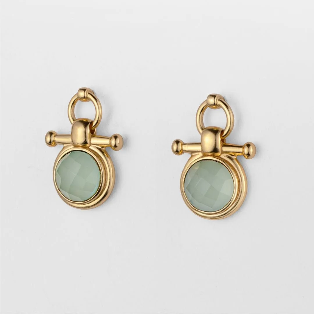 Adele Equestrian Horse Bit Necklace Aqua Chalcedony & 14K Gold Vermeil