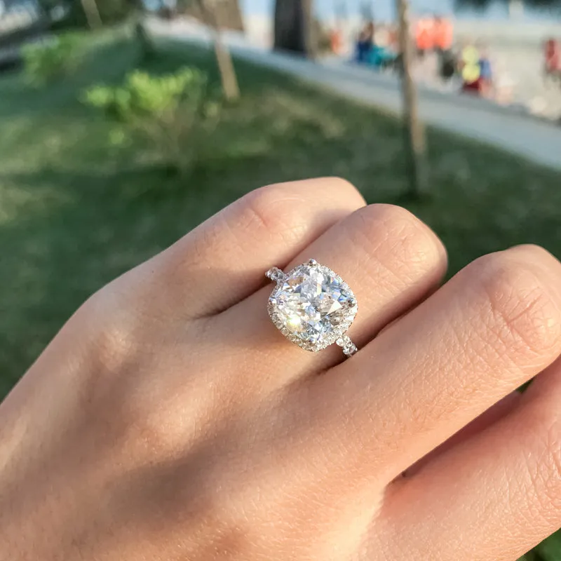 Ainuoshi Classic Cushion Created White Diamond 3PC Rings