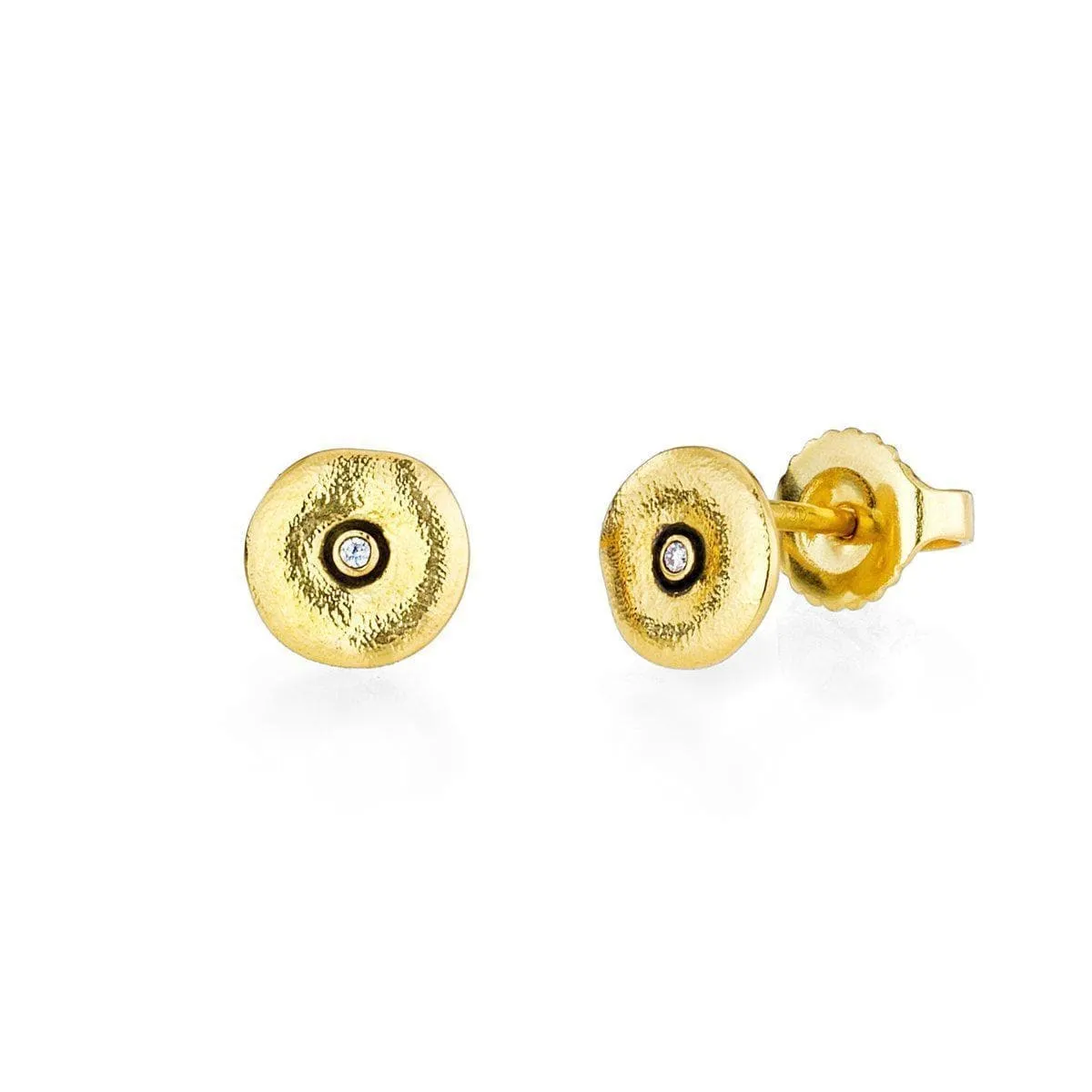 Alex Sepkus Orchard 18k Yellow Gold Diamond Disc Stud Earrings